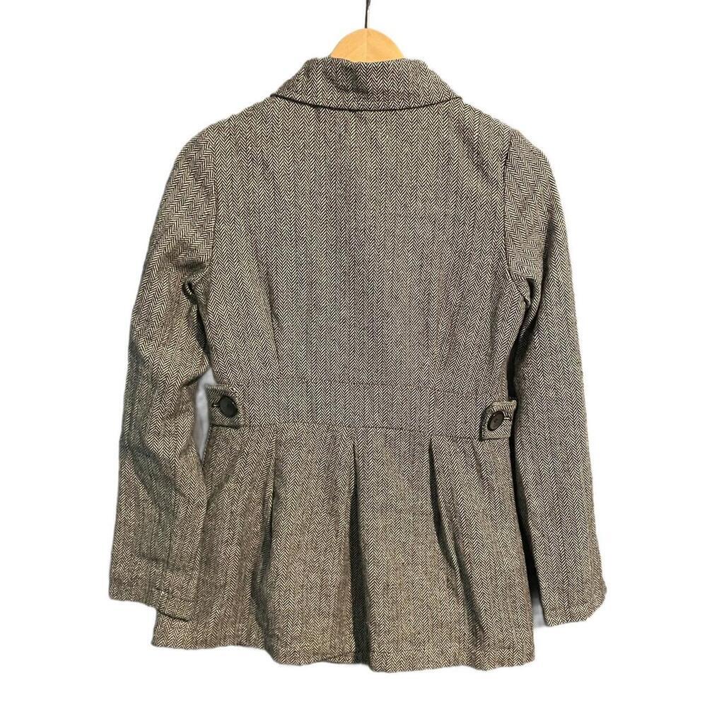 Needle & Thread Black & White Herringbone Wool Blend Coat, Size Small - Picture 4 of 5